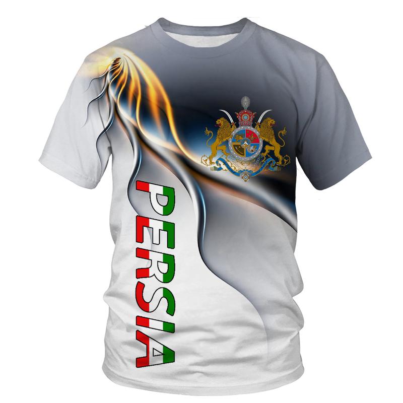 New Fashion Men Persia Flag 3D Print T Shirt Casual Top Short Sleeve Printed O Neck T-Shirt