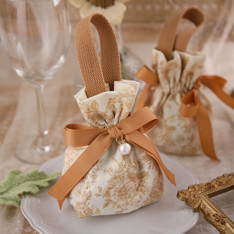 Wedding Candy Box and Bag Set - Reusable Cloth Bag and Empty Box for Wedding Favors and Packaging