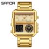 Sanda Fashionable Men's Square Multifunctional Waterproof Sports Quartz Watch