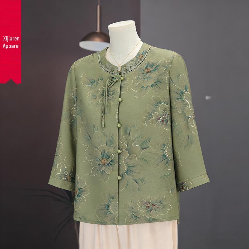 Women's Summer Seven-Sleeve Shirt - Mid-Aged & Elderly, Chinese Style