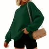 Women's Fashion Long Sleeve Solid Color Round Neck Loose Pullover Sweater Top