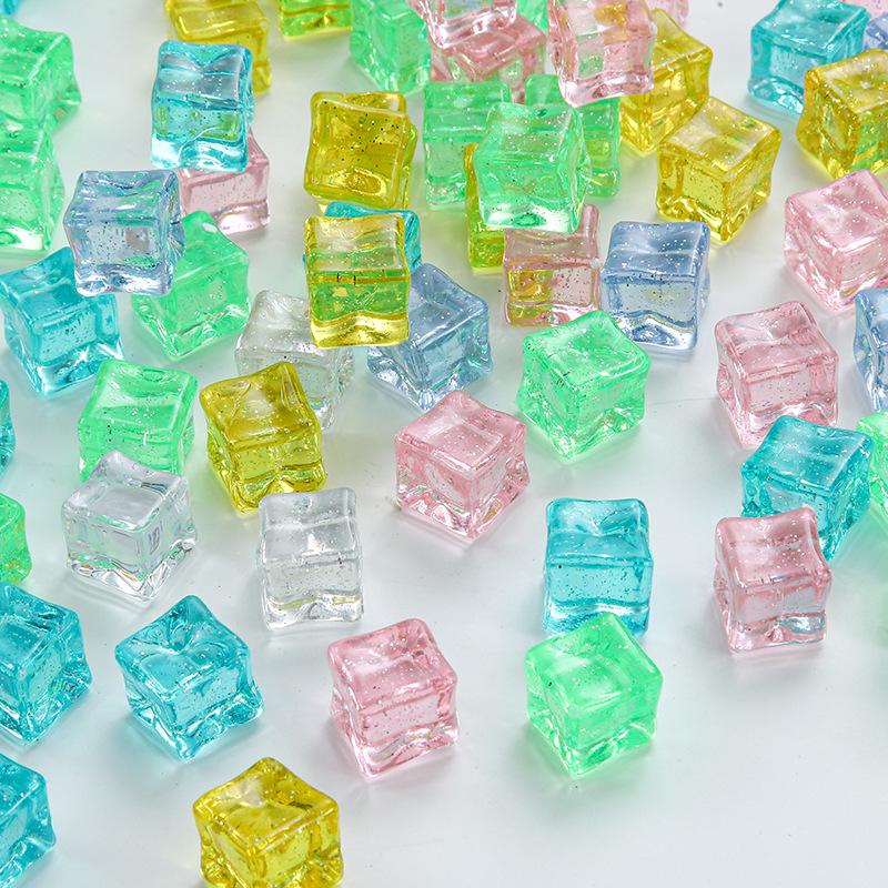 Luminous Acrylic Resin Ice Cube Castle: DIY Jewelry & Food Play Accessory, 18mm Crystal