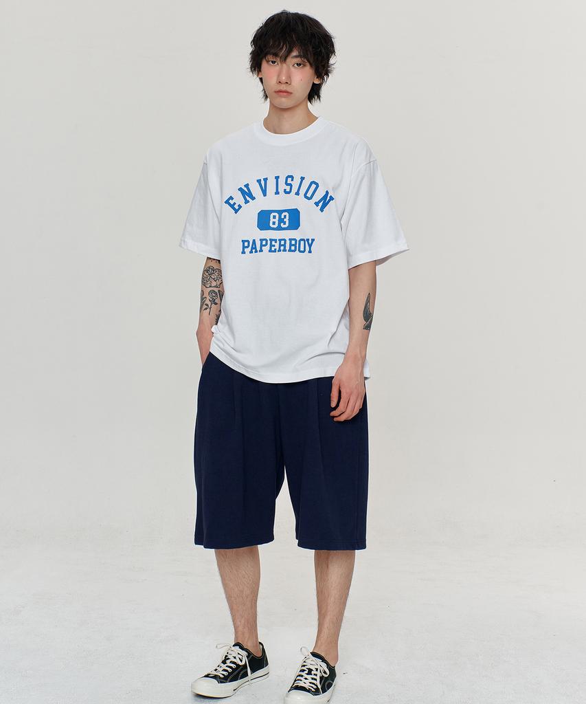 PAPERBOY [Set] Envision Short Sleeve Half Pants Set-White