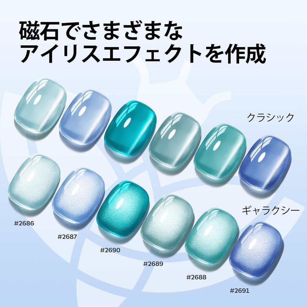Modelones Magnetic Gel Cat Eye Gel Nail Polish Set with Magnetic 6 Colors Baby Baby 9D Cat Eye Glitter LED Salon Gift Starter Color Gel Nails Stick,