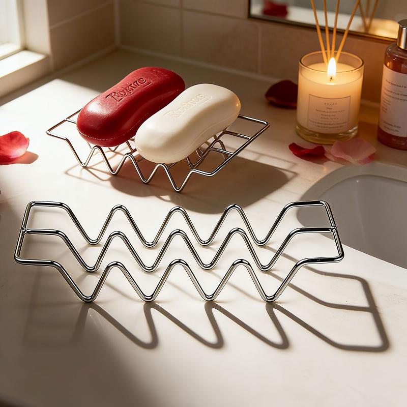 Stainless Steel Minimalist Creative Soap Dish Rack Draining Soap Holder For Kitchen Bathroom Countertop Sink Home Organizer 1Pc