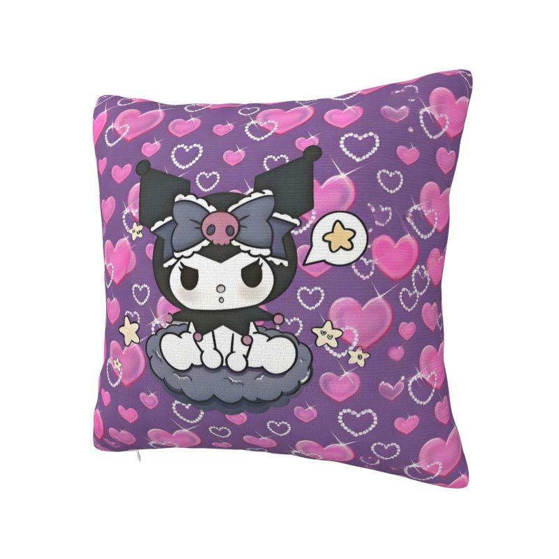 Custom Modern Cute Sanrio Kuromi Anime Cushion Cover Velvet Kawaii Cartoon Pillow Case Home Decor