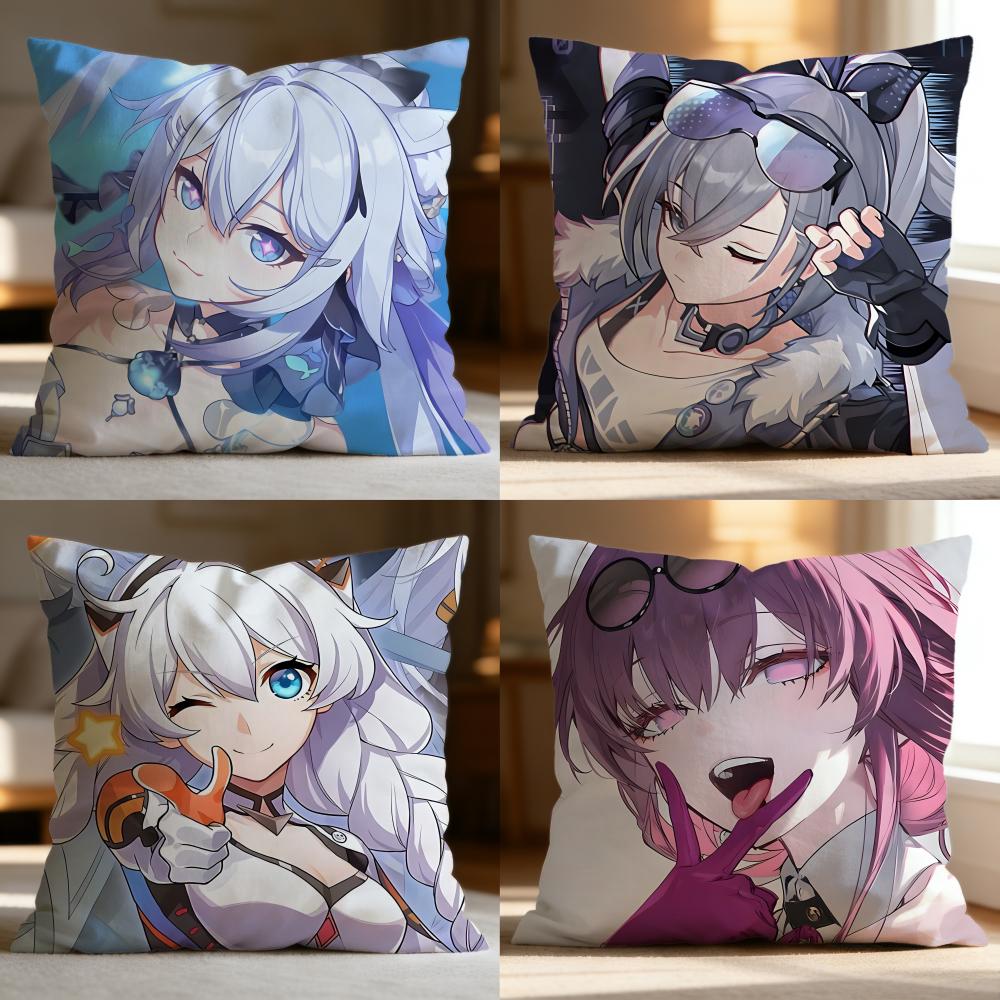 Hot HHonkai Star Raew Cushion Cover Soft Washable Pillow Case Multi-Scene for Couch Bed Travel Office Use