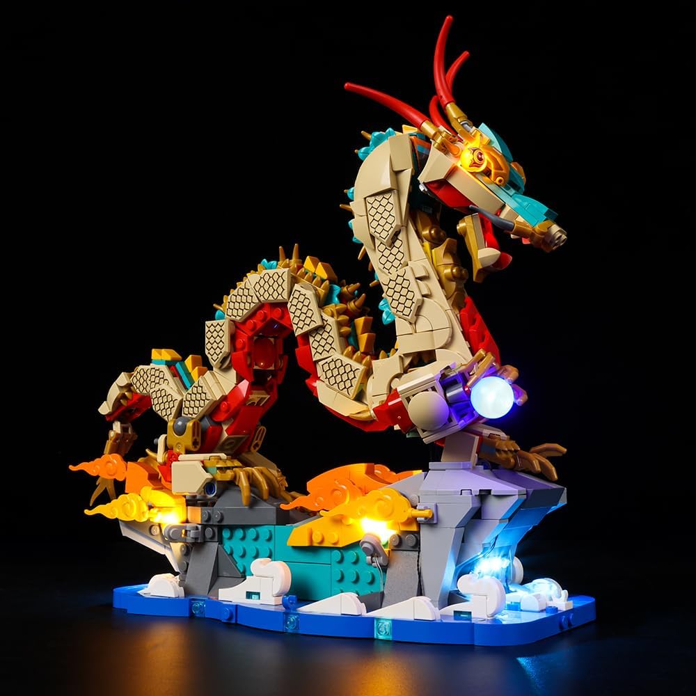 Kyglaring Led Light Set for Lego Spring Festival Auspicious Dragon 2024 Building Blocks, Chinese New Year Dragon Lighting Kit Compatible with Lego