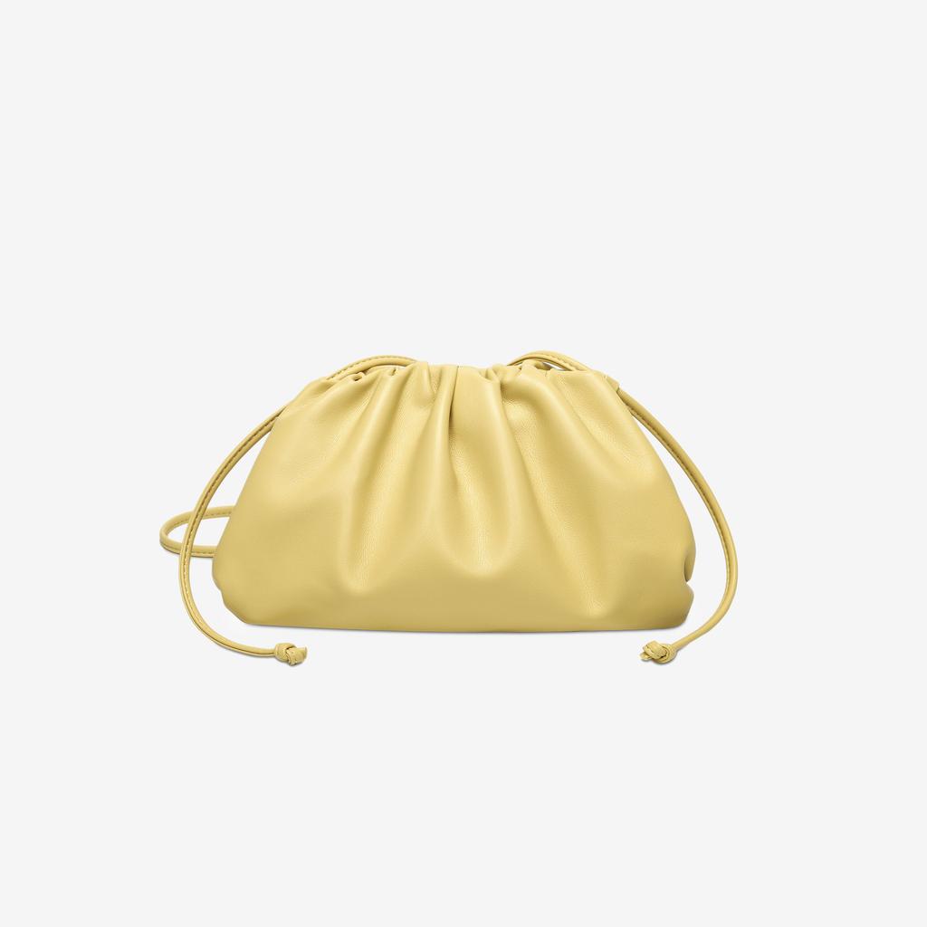 Burgundy Ruched Cloud Bag Women's Chic Underarm Dumpling Purse