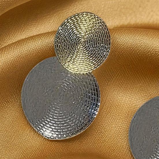 1 Pair Large Double Round Disc Dangle Drop Earrings, Minimalist Geometric Big Circle Earrings, Statement Jewelry Gifts