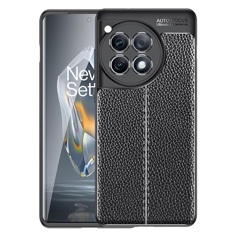 For OnePlus Ace 3 5G/12R 5G Case Litchi Texture Anti-fingerprint TPU Phone Protective Cover