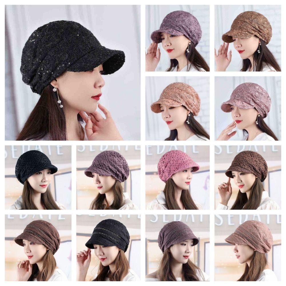 Embroidery Women Baseball Cap Breathable Turban Beanies Hat Flower Beanie Cap  Autumn Summer