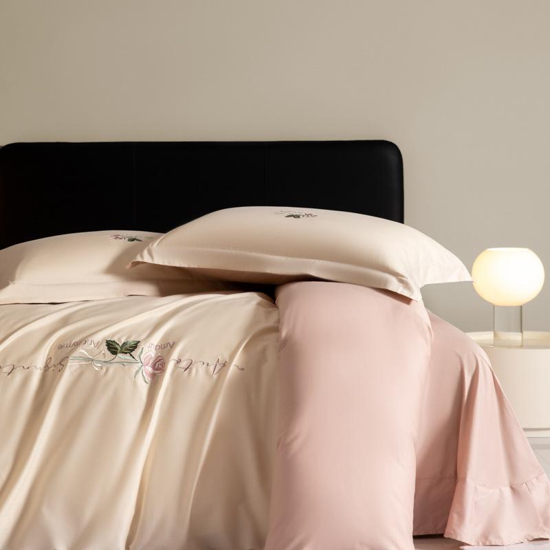Light Luxury Long-Staple Cotton Bedding Sets Pure Cotton Embroidery Super Soft Bedclothes High Quality Comforter Set for Adults