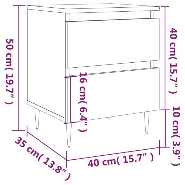 VidaXL Tables de chevet 2 pcs chêne fumé 40x35x50 cm bois ingénierie 826871