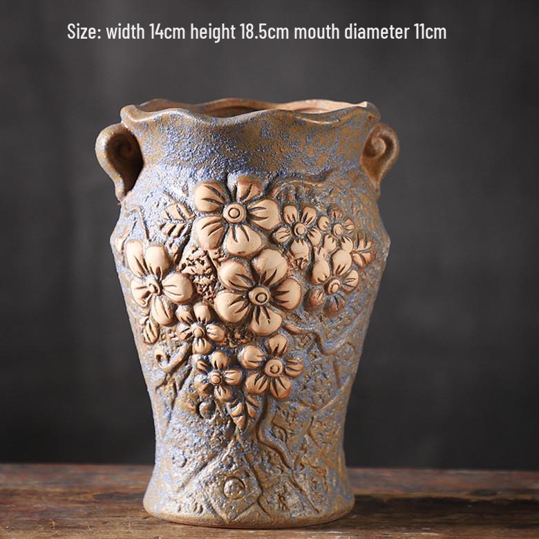 Large Creative Ceramic Terracotta Pot for Succulents - Breathable, Coarse Pottery, Album Style, Suitable for Silk Flowers.