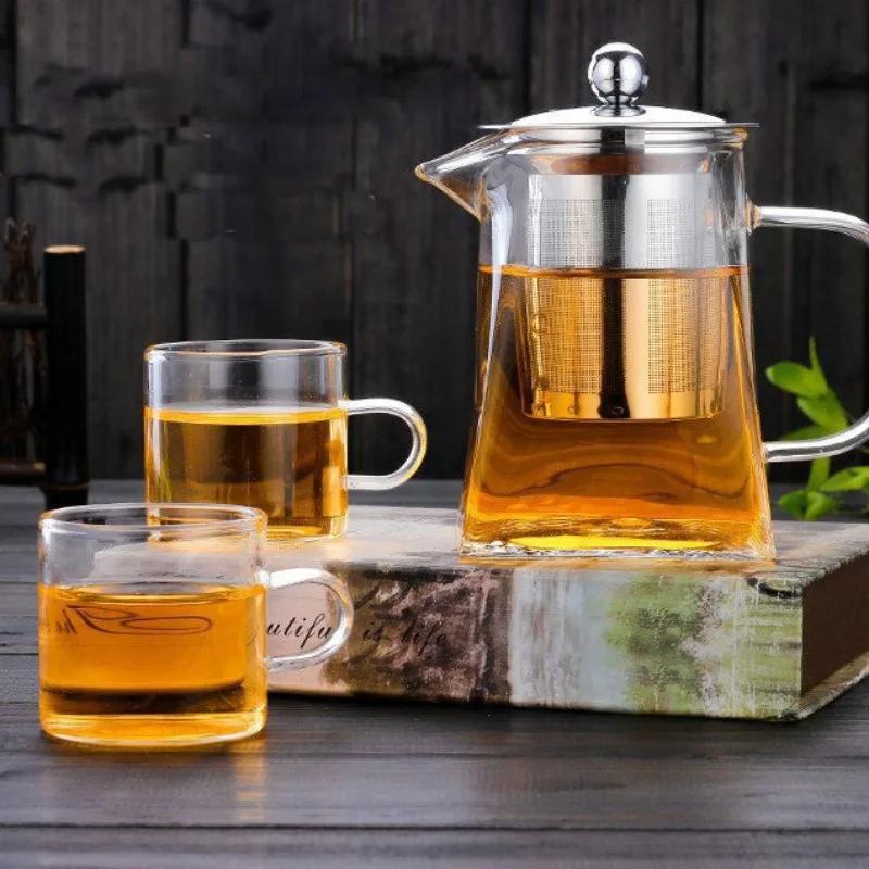350/550/750ML Glass Teapot with Infuser Clear Heat Resistant High Borosilicate Glass Teapot Office Home Summer Winter Drinkware