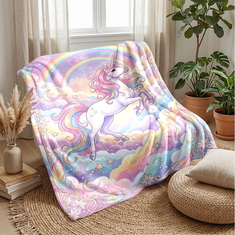 Unicorn Mermaid Cats Theme blanket Lightweight Warm Flannel Blanket Decorative Throw Blanket for Home Decoration