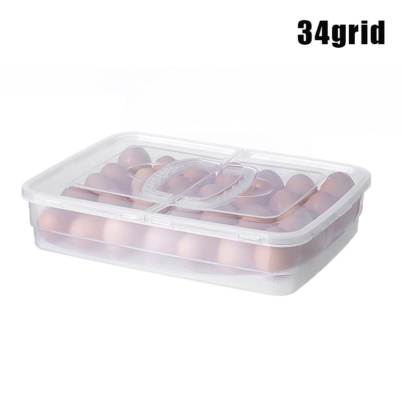 10/18/34 Grids Egg Storage Box With Lid Kitchen Refrigerator Egg Box Egg Drop Rack Egg Storage Box Fridge Egg Organizer Tray