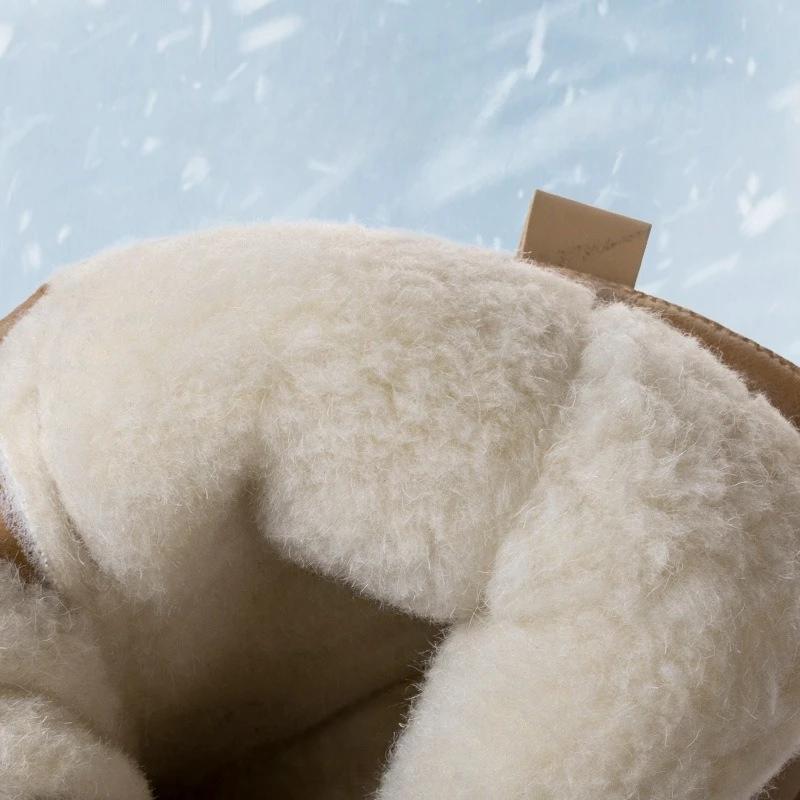 Winter Short Plush Platform Snow Boots for Women Comfort Non-slip Round Toe Short Boots Lace-up Flat Bottom Warm Cotton Shoes