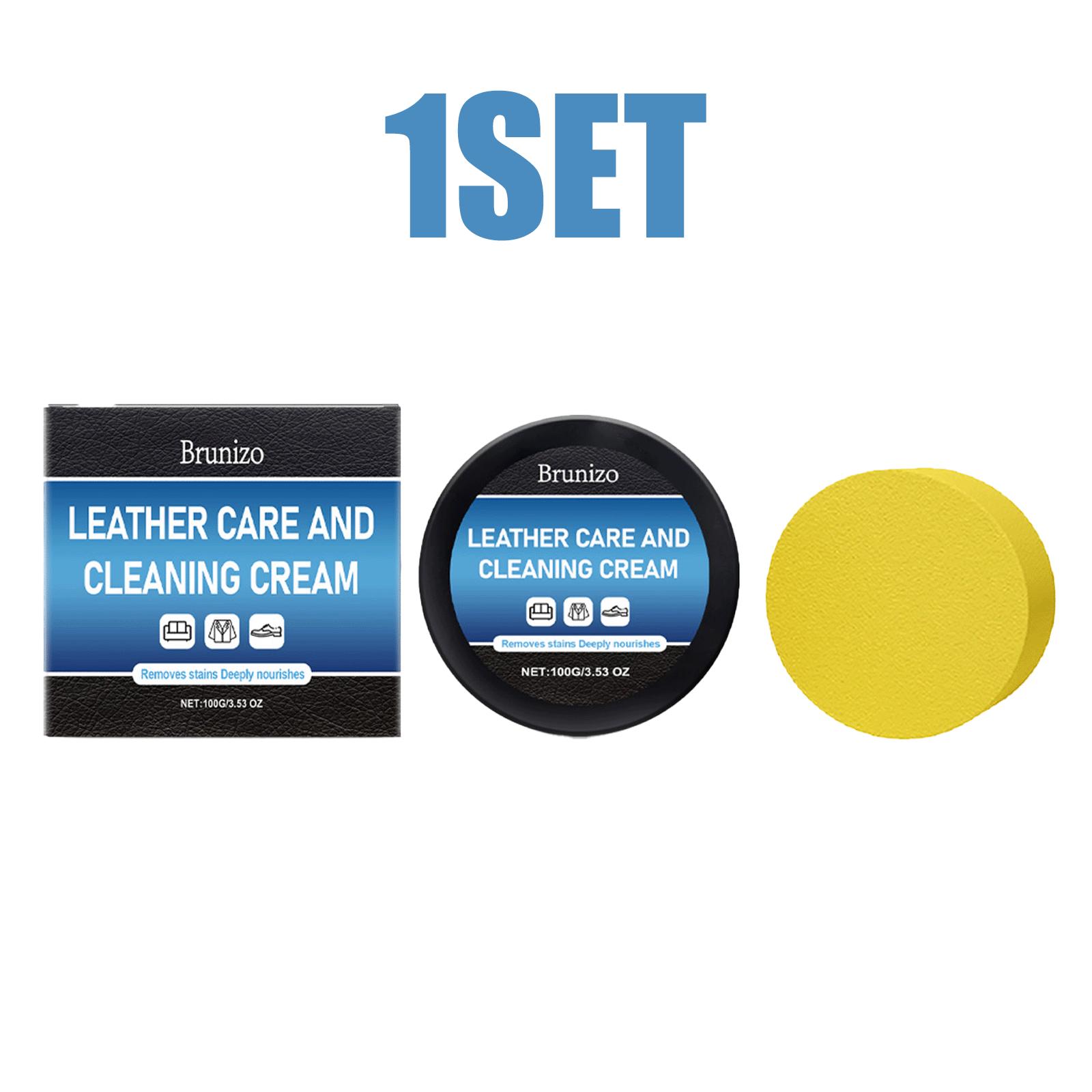 

Leather Care Cleaning Paste Cream Conditioner Restorer Car Interior Sofa Shoes Bag Stain Remover Nourishing Balm Kit With Sponge 1SET