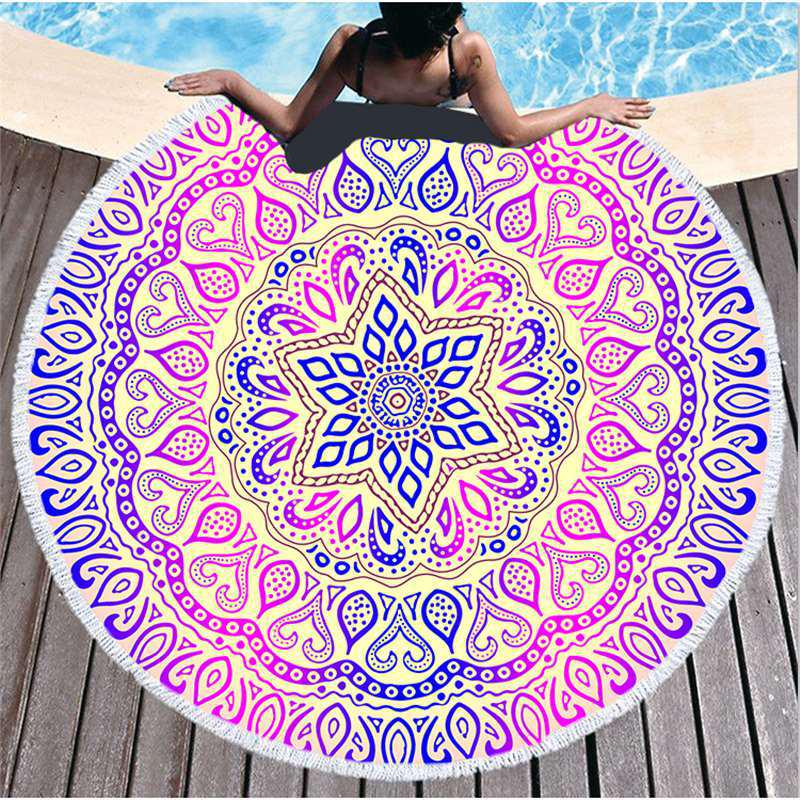 Mandala Pattern Microfiber Beach & Bath Towel - Luxurious Feel & Decorative Floor Mat