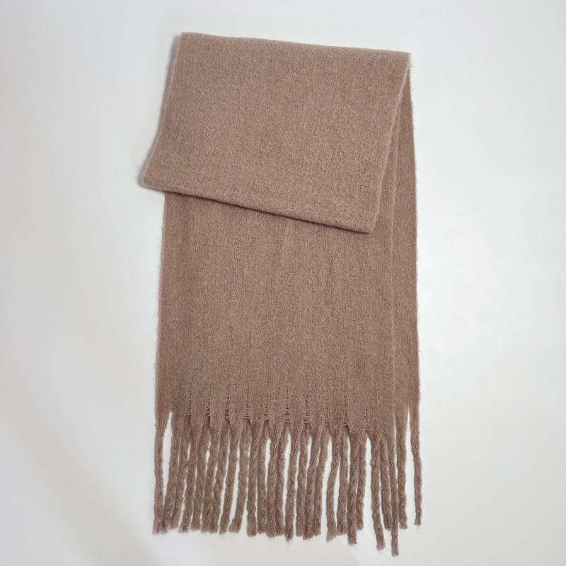Versatile Mohair Solid Color Scarf Women's Winter Thickening Simple Warmth Enlarged Shawl Scarf