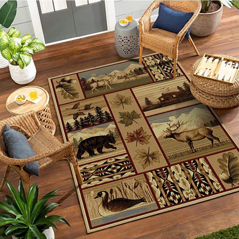 Vintage American Country Carpet for Home Bedroom Floor Decor Large Size Mat Non-slip Coffee Table Area Soft Rug Bathroom Doormat