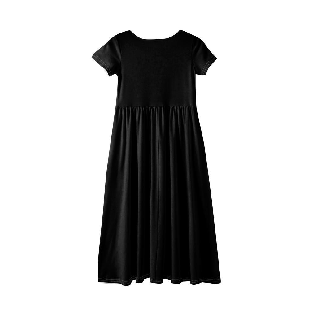Girls' Long Summer Dress - Short Sleeve Pocket Maxi Dress For 4-14Y