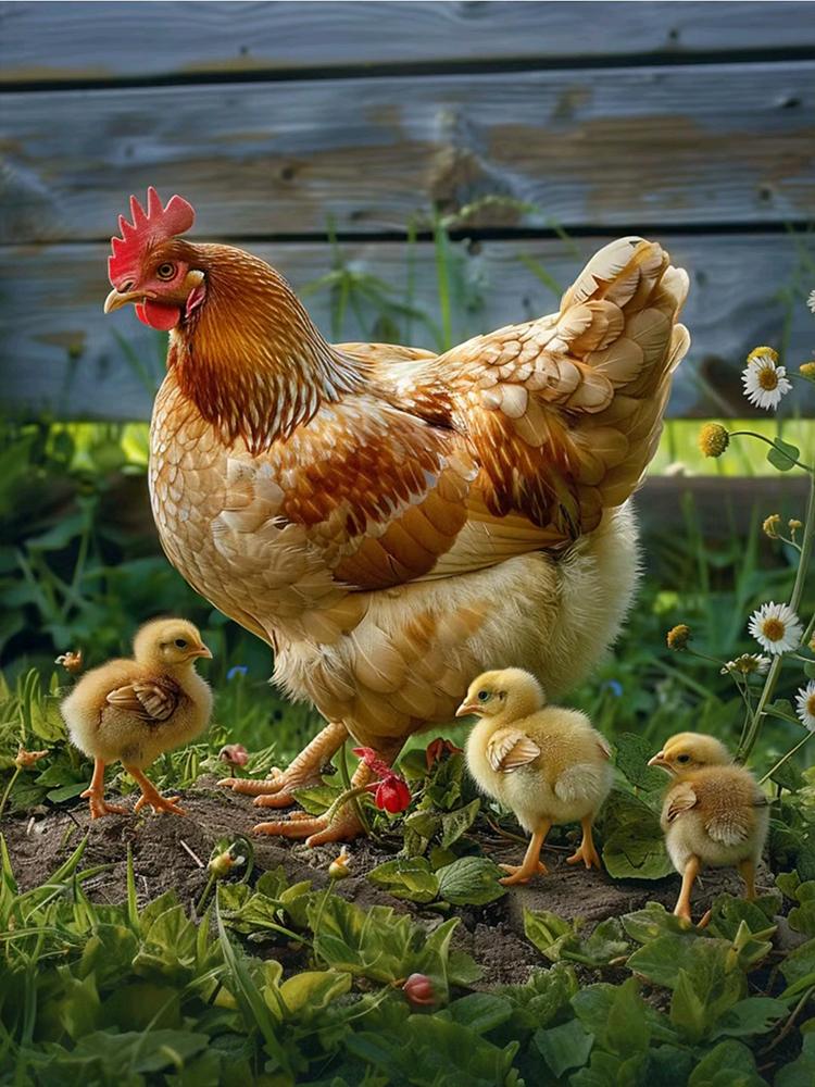 Animal 5DDIYDiamond Mosaic New Product 2024 Hen and Chick Picture Full Round Square Embroidered Home Room Decoration Gift