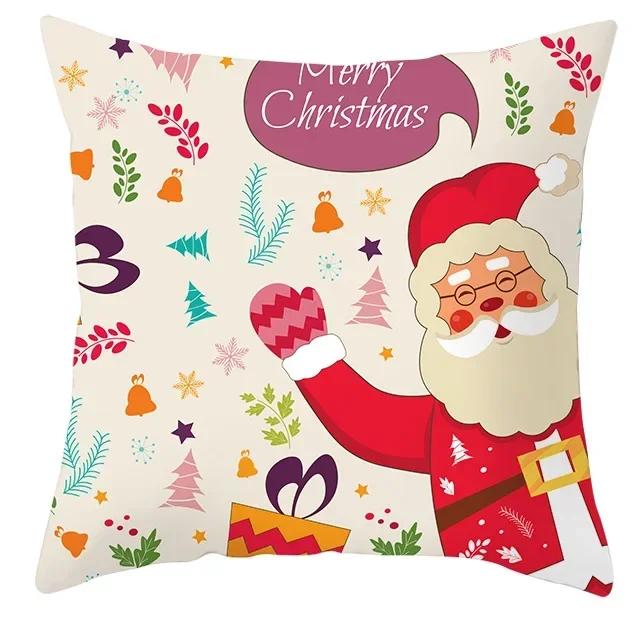 40/45/50/60cm Merry Christmas Santa Claus Printed Cushion Cover for Home Living Room Sofa Decoration Square Pillowcase