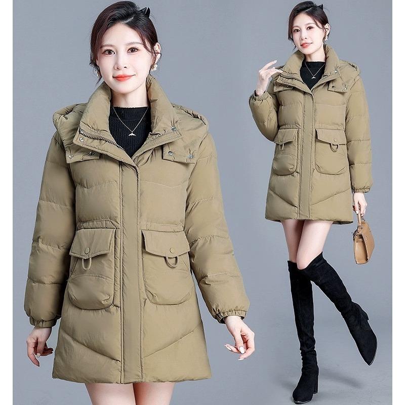 Medium and long hooded down cotton-padded clothes for women's new fashion mother clothes, thickened warm cotton-padded clothes and jackets for women