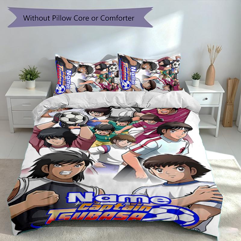 3pcs Custom Name Captain Tsubasa Dream Team Set,Includes 1 Duvet Cover and 2 Pillowcases,All-season Bedroom Decor