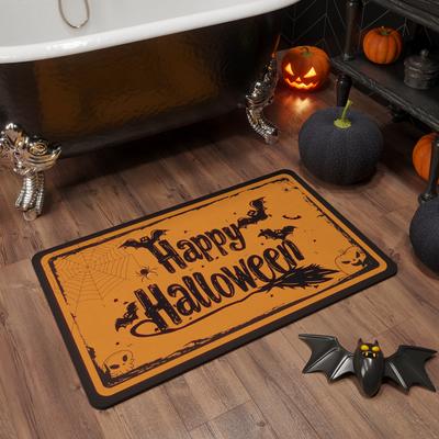 Halloween Floor Mat Entry Holiday Decoration Door Mat Bathroom Water Absorption Easy Care Foot Mat Dirt-Resistant Leave-In Mat