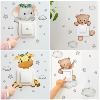 Autocollant Interrupteur Girafe Mignon Ours Éléphant Étoile Décoration Chambre Enfant Bébé Autoadhésif Décoration Maison Papier Peint Stickers Muraux Enfant