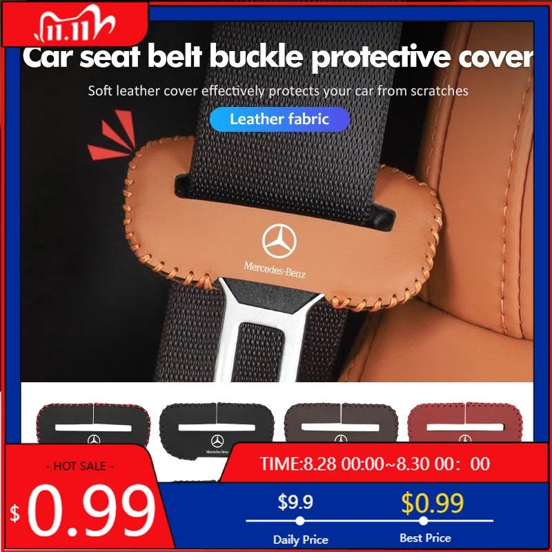 Leather Car Seat Belt Buckle Clip Protector Anti-Scratch Cover For Benz CLK GLC W212 C200 C300 W203 W204 W205 W169 W176 GLC