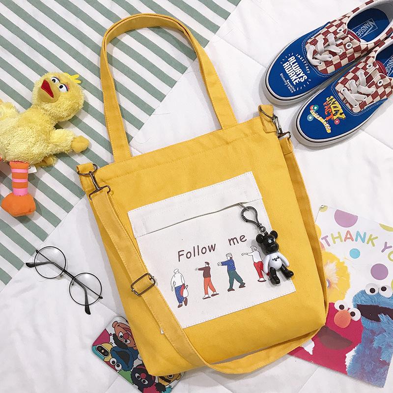 New canvas bag student shoulder bag college style shopping bag canvas bag women's shoulder bag