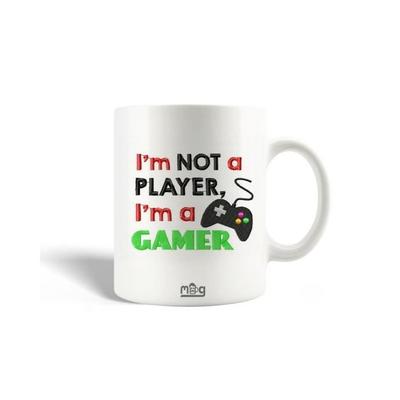 Keramiktasse - MANIACASE - Ich bin kein Player, ich bin ein Gamer - 30 cl - Spülmaschinenfest - Weiß