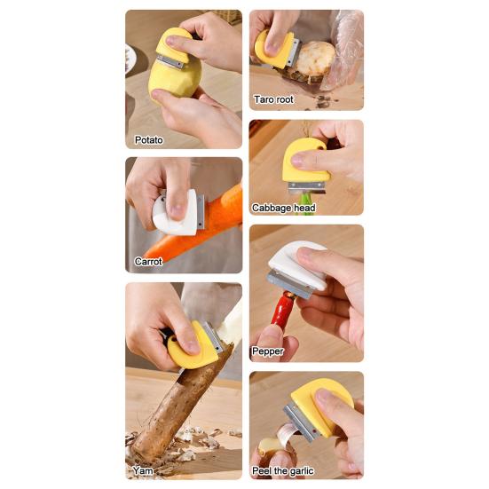 Stainless Steel Ginger Peeler, Mini Garlic Skin Remover Scraper, Multifunctional Vegetable Fruit Peeler with Non Slip Handle, Portable Hanging Hole