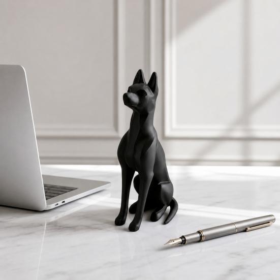 Yousheng 3D Printed Sitting Dog Figurine, Modern Minimalist Dog Statue, Animal Sculpture Decoration for Home Office Desk, Gift for
