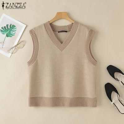 Dámske ležérne voľné topy bez rukávov s výstrihom do V