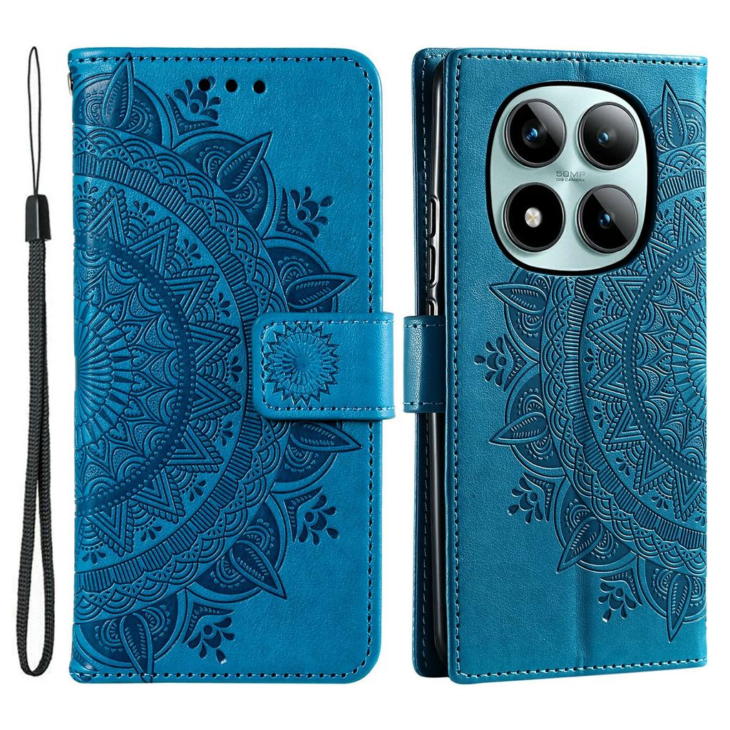 For Xiaomi Poco M8 Pro 5G/Redmi Note 15 Pro+ 5G (Global) Stand Case Imprinted Totem PU Leather Wallet Phone Cover with Wrist Strap