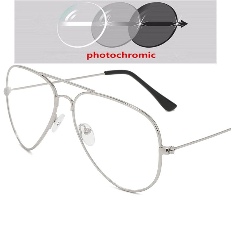 Blue Light Blocking Oval Myopic Glasses Women Men Fashion Metal Myopia Photochromic Eyeglasses Diopter 0 -0.5 -0.75 To -4.0