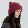 Personality Cute Cat Ear Solid Color Pullover Knitted Wool Cold Hat Thickened Warm Autumn and Winter Hat Schoolgirl