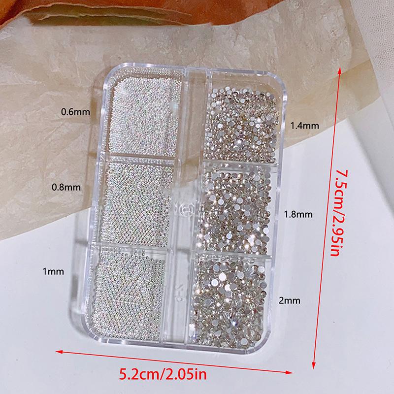 6 Grids Mini Pearl Nail Beads 0.6-2Mm Silver Stainless Beads Jewelry Metal Tiny Balls Diy Charm Accessories Manicure Decoration