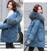 Dámské Zimní límec z umělé kožešiny s kapucí, větruodolný, velká kapsa Midi zateplená bunda nafukovací bunda Bavlněná vycpaná parka svrchní kabát