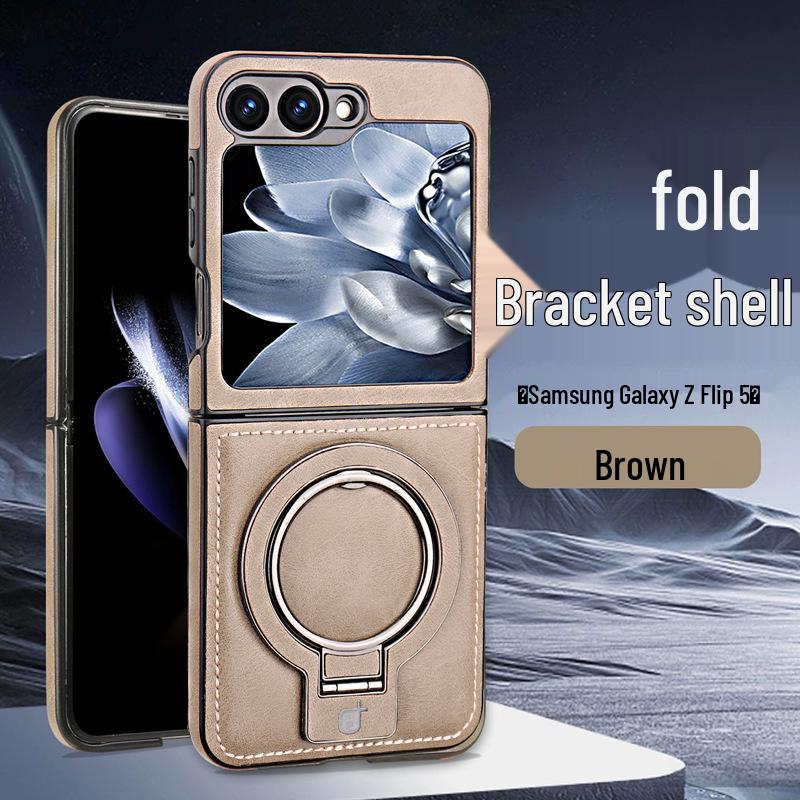 Foldable Magnetic Stand for Samsung Z Flip 5/6 - Drop-Proof Full Coverage Business Leather Case