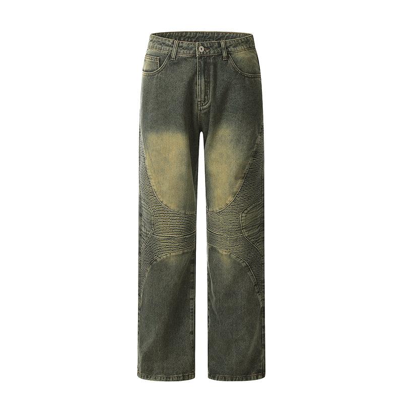 

Американские джинсы High Street Trendy Vibe Design Sense Straight Leg Jeans Washed Yellow Mud Jeans L синий