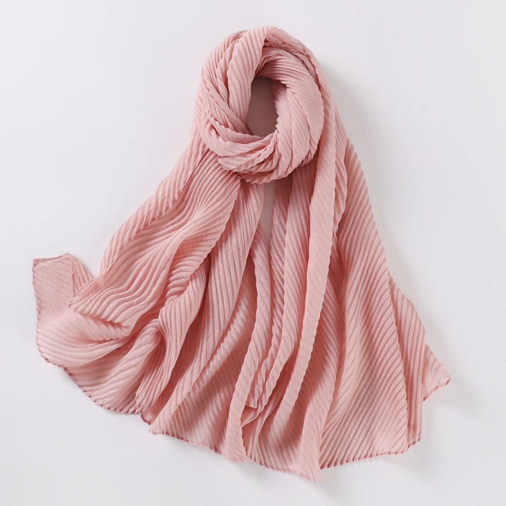 Large Size Pleated Hijab Scarf For Women Muslim Daily Wear