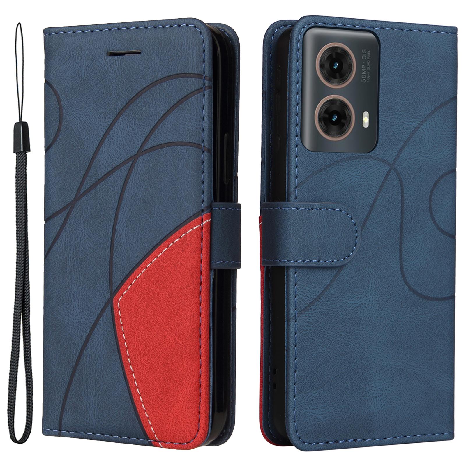 

Кожаный чехол-кошелек-подставка для Motorola Moto G85 5G/S50 Neo 5G, цветной, с эффектом колор-блокинг, чехол для телефона B