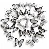 24 Pcs/set Black White 3D Butterfly Wall Sticker Wedding Decoration Bedroom Living Room Home Decor Butterflies Decals Stickers